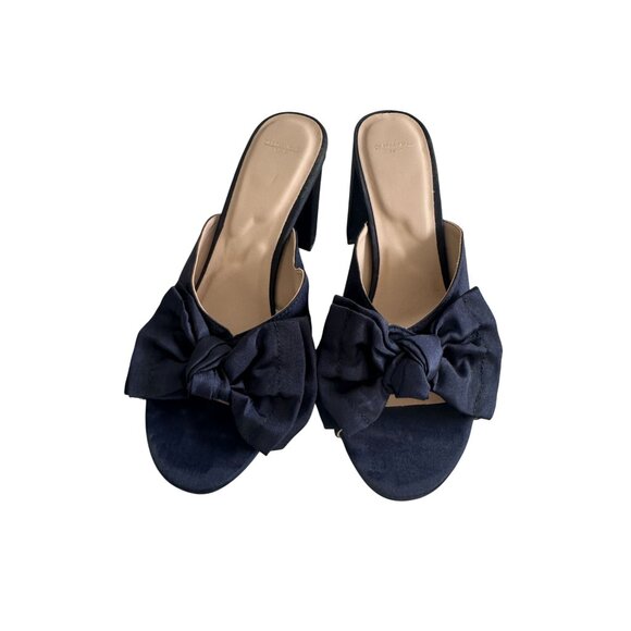 Draper James Navy Bow Heeled Sandals - Picture 6 of 12